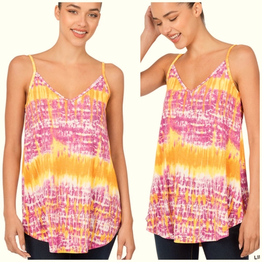 Zenana Print Front & Back Reversible Spaghetti Cami NWOT